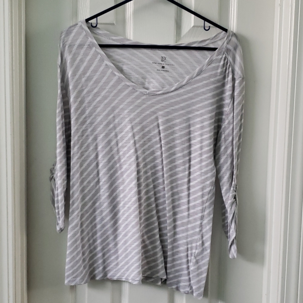 Gray and White Top
